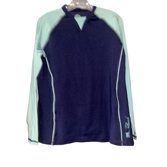 Fullsand Womens UPF 50+ Long Sleeve Swim Shirt Rash Guard XG Navy & Light Blue - Picture 1 of 4